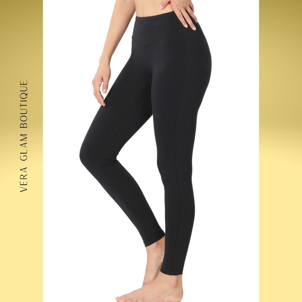 Premium Cotton Wide Waistband Full Length Leggings